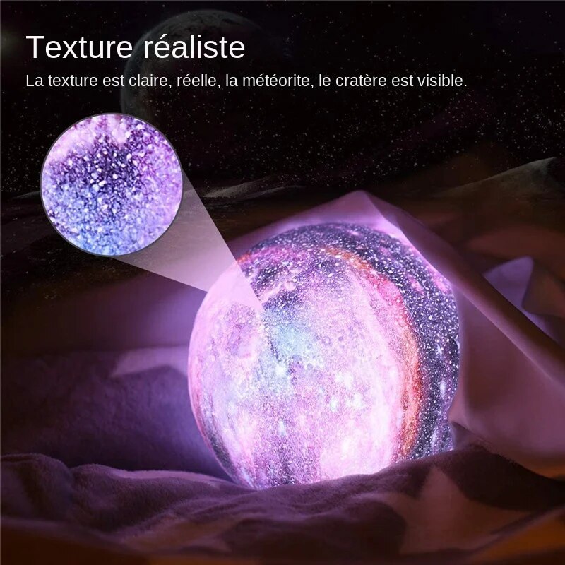 Lampe Lune 3D Galaxie 16 couleurs télécommandée